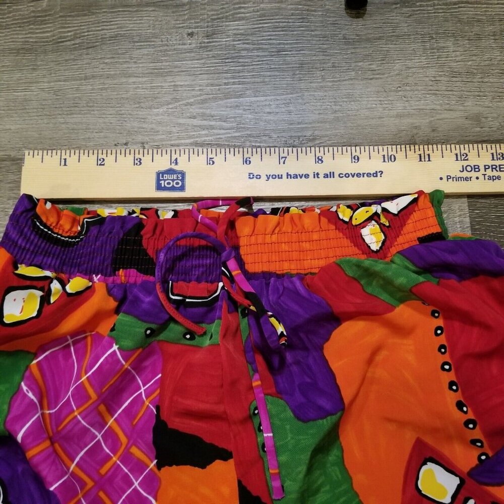 Mom Shorts Size Small Vintage 80s Elastic Waist Colorful Travel Casual Patches - Picture 6 of 11